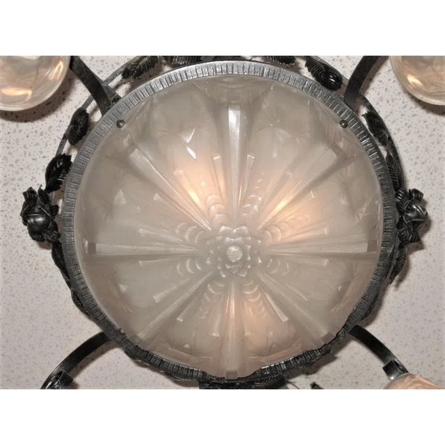 Art Deco French Art Deco Chandelier Signed Muller Freres Luneville For Sale - Image 3 of 12