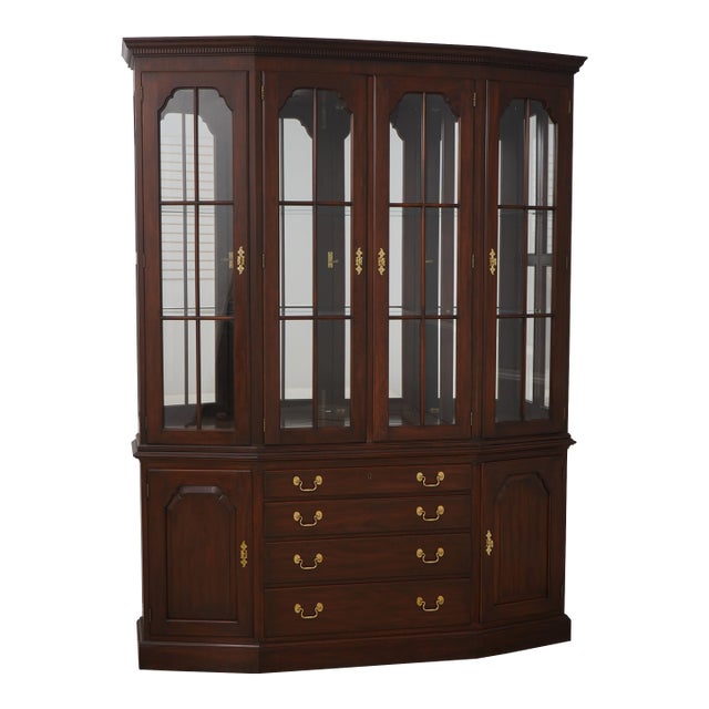 Henkel Harris Cherry Lighted China Cabinet For Sale