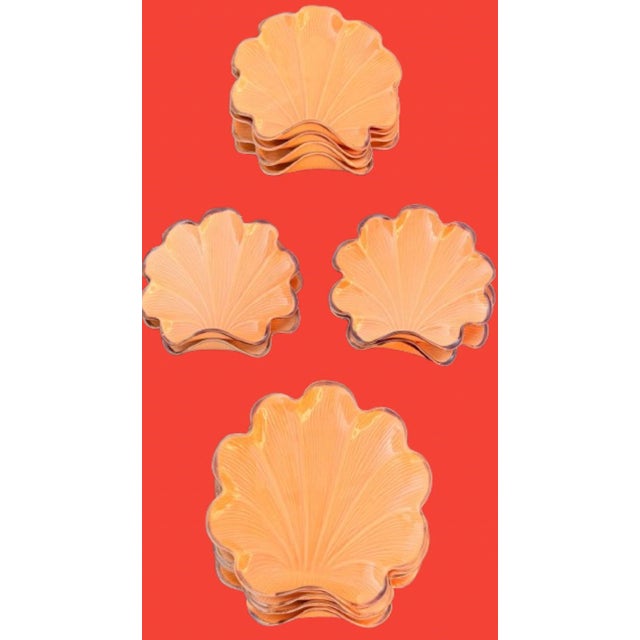 Rustic European 12 Vintage Italian Costal Clam Shell Extra Large Plates Hand Painted For Sale - Image 3 of 12