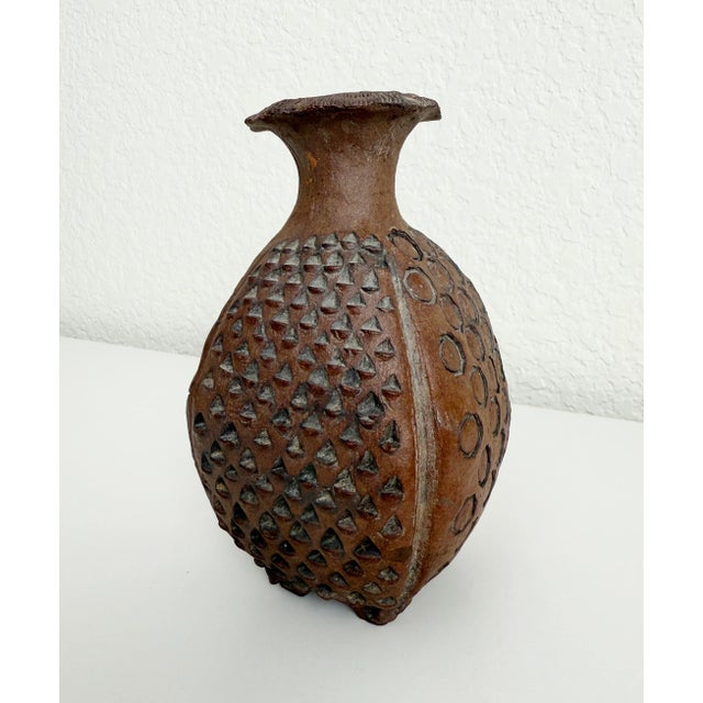 Mid-Century Modern 1970's Brutalist Stoneware Vase For Sale - Image 3 of 10