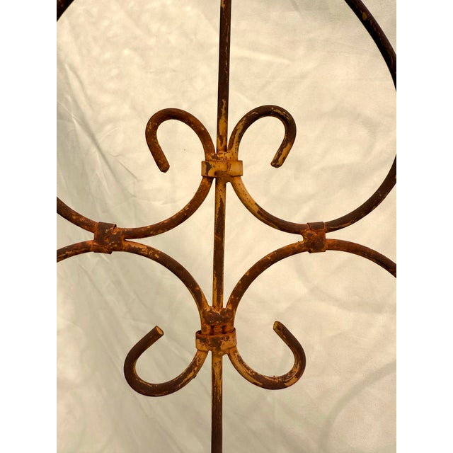 Rustic Patinated Iron Metal Folding 3-Panel Floor Screen For Sale - Image 4 of 8