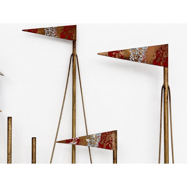 Metal Signed CurtisJeré/Artisan House Harbor Sailboats Wall Sculpture, 1979, Mid-Century Modern For Sale - Image 7 of 8