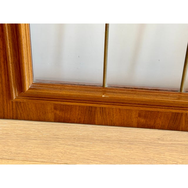 Vintage 70s Pair of Walnut and Convex Leaded Clear Glass Cabinet Doors For Sale - Image 18 of 18