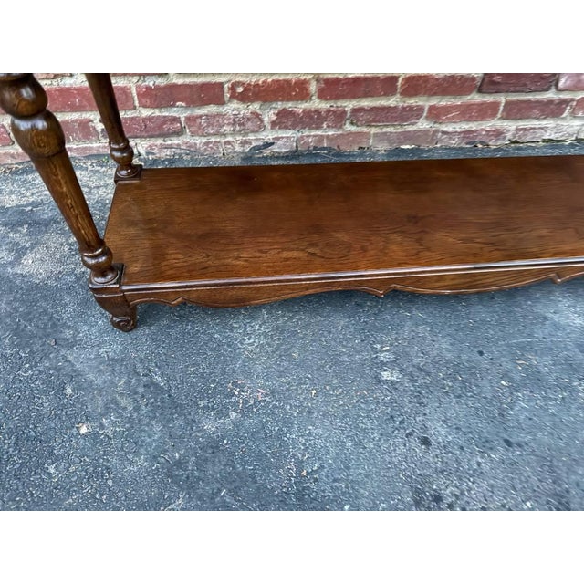 Late 20th Century Vintage French Country Style Oak 2 Tier Sofa Console Table by Hickory For Sale - Image 5 of 15