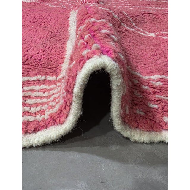 2020s Moroccan Pink Wool Rug - 7.6 X 4.9 Ft For Sale - Image 5 of 6