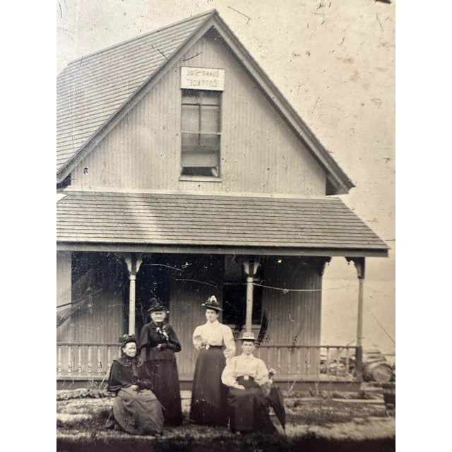Antique Tintype Group Portrait at "Sunny Side Cottage," Circa Late 19th Century For Sale - Image 4 of 10