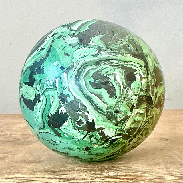 Contemporary Boho Artisanal Pigmented Plaster Scagliola Sphere For Sale - Image 3 of 8