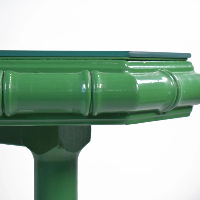 1980s Faux Bamboo Mirrored Green Entry Console For Sale - Image 4 of 5