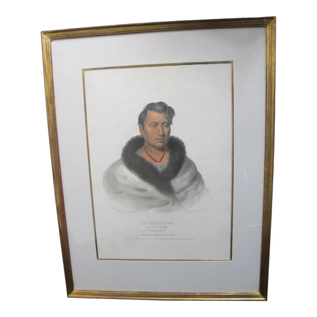 Ong Pa Ton Ga Omahas Chief Hand Colored Original e.c. Biddle Lithograph Print For Sale