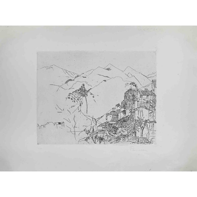 Enrico Paulucci, Landscape, Etching, Mid-20th Century For Sale