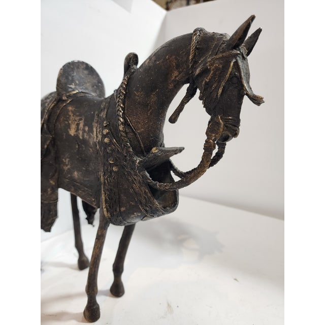 Brutalist 1970s Bronze Brutalist Horse Statue Fully Tacked For Sale - Image 3 of 9