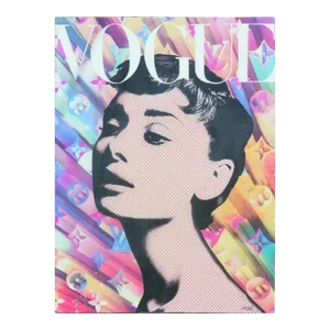 "Audrey Hepburn Vogue" Contemporary Mixed-Media Collage by Jim Hudek