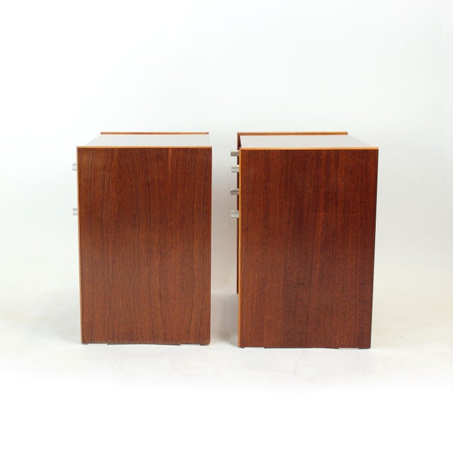 Brown Square Bedside Tables in Mahogany, Czechoslovakia, 1970s, Set of 2 For Sale - Image 8 of 14