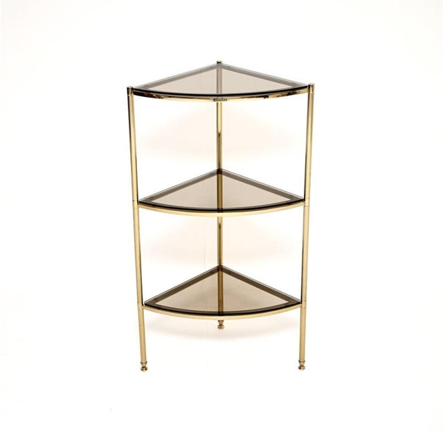 Vintage French Brass Three-Tier Corner Table, 1970s For Sale - Image 10 of 10