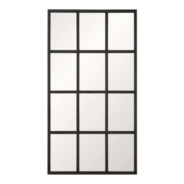 Grid Black Oak Mirror For Sale