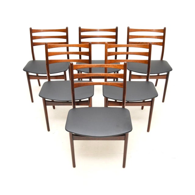 A stylish and very well made set of six Danish vintage dining chairs. They were made in Denmark, they date from the...
