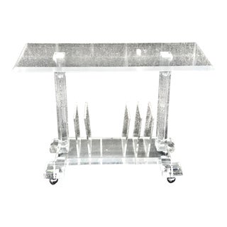 Vintage Hollywood Regency Lucite Rolling Cart For Sale