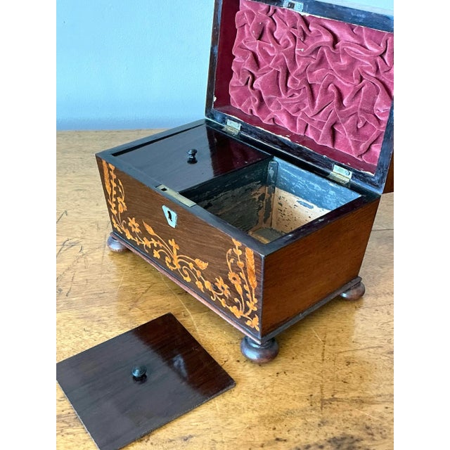 English Vintage Boho 19th Century Marquetry Box For Sale - Image 3 of 7
