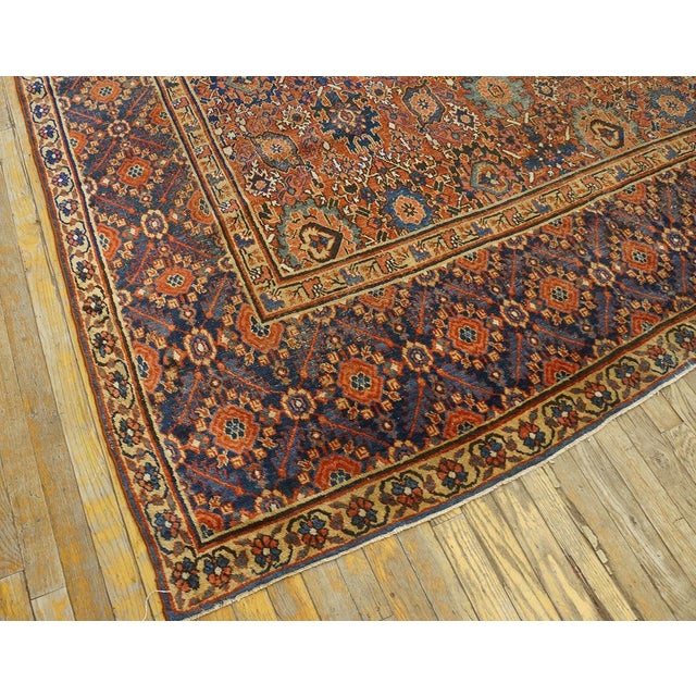 1750s Salmon Harshang Antique n.e. Persian Khorassan Rug 7'6'' X 16 Handknotted Wool Carpet For Sale - Image 4 of 8