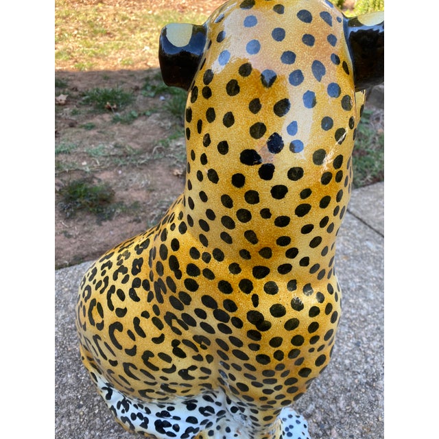 Mid 20th Century Large Italian Ceramic Leopard For Sale - Image 9 of 13