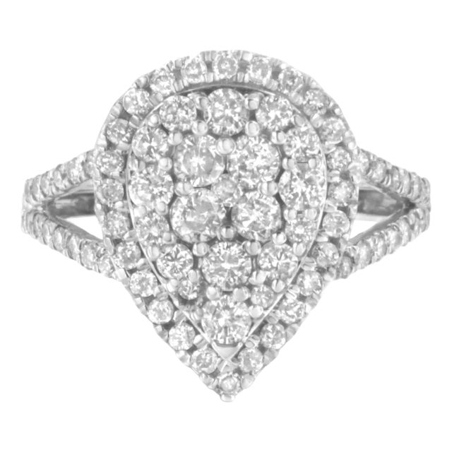 .925 Sterling Silver Diamond Cluster Ring (1 1/2 Cttw, H-I Color, I1-I2 Clarity) - Size 8 For Sale