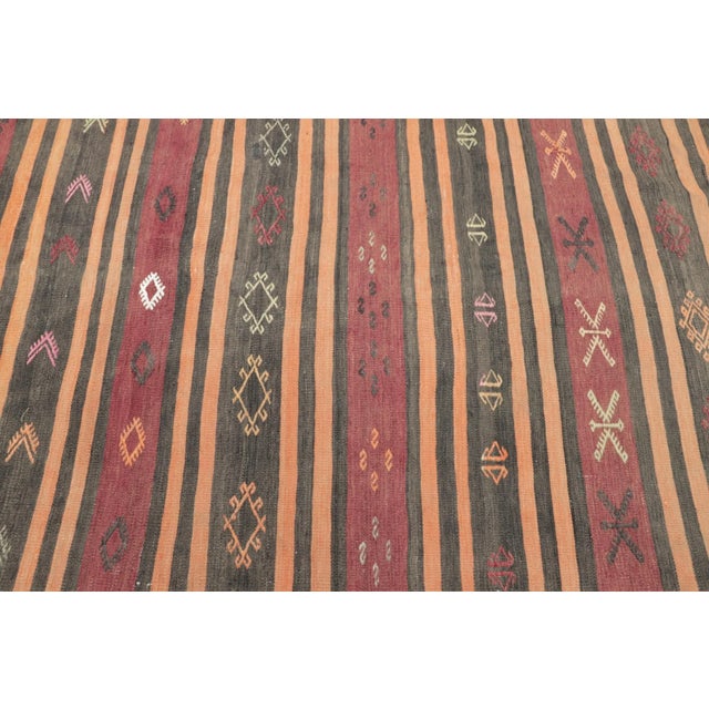 1950s Turkish Southwestern Red Striped Hand Knotted Cicim Kilim Rug For Sale - Image 12 of 13