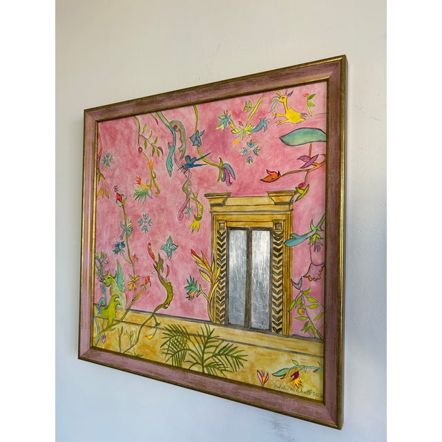Contemporary Pink Window of Hope Watercolor by Natalie Mitchell For Sale - Image 3 of 7