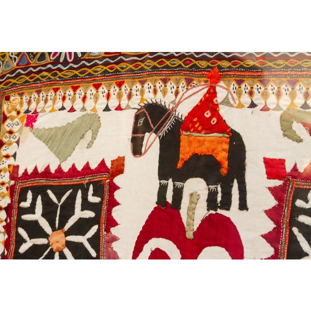 Textile 68" Tall Vintage Gujarati Framed Tapestry For Sale - Image 7 of 10
