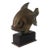 Vintage 1980s Bronze or Brass Fish Sculpture on Wooden Base For Sale