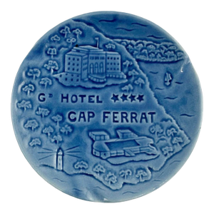 Vintage Hotel Du Cap-Ferrat Blue Ceramic Catchall Dish France French Riviera