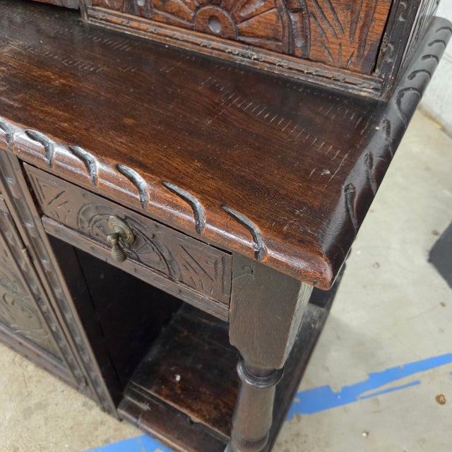 Mid 18th Century Unique Oak Jacobean Revival Carved Display Cabinet For Sale - Image 13 of 18