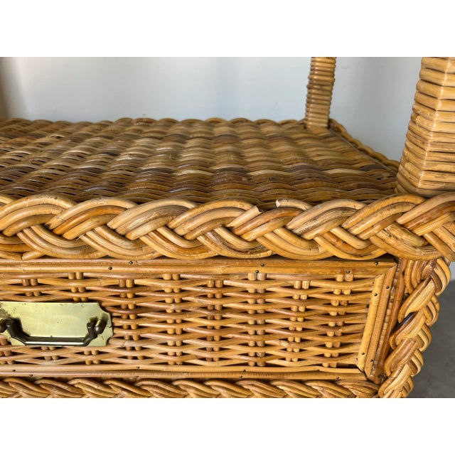 Wood Bielecky Brothers Style - Boho Chic Rattan Wrapped Bookshelf For Sale - Image 7 of 13