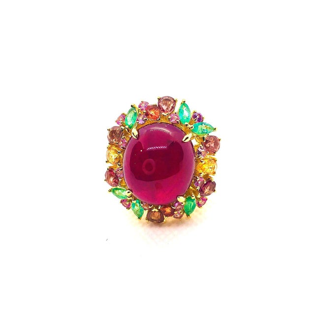 Bochic “Orient” Multi Sapphire & Ruby Panther Vintage Ring Set In 18 K Gold & S For Sale In New York - Image 6 of 12