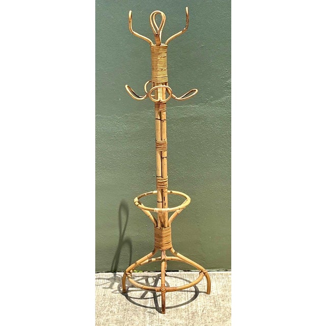 Tan Vintage Italian Rattan Coat Rack For Sale - Image 8 of 14