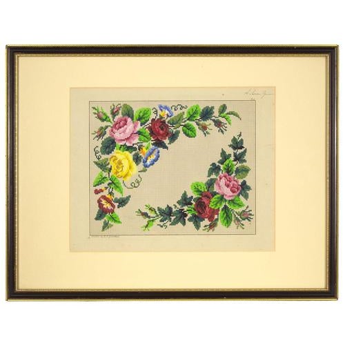 Floral Design for Berlin Woolwork, Mid-19th Century, Gouache For Sale - Image 4 of 4