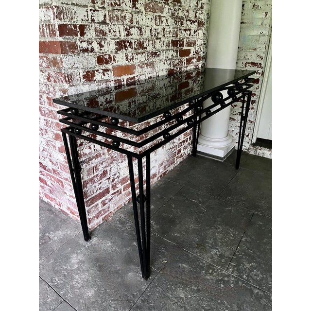 Vintage Custom Iron and Granite Console Table For Sale - Image 9 of 11