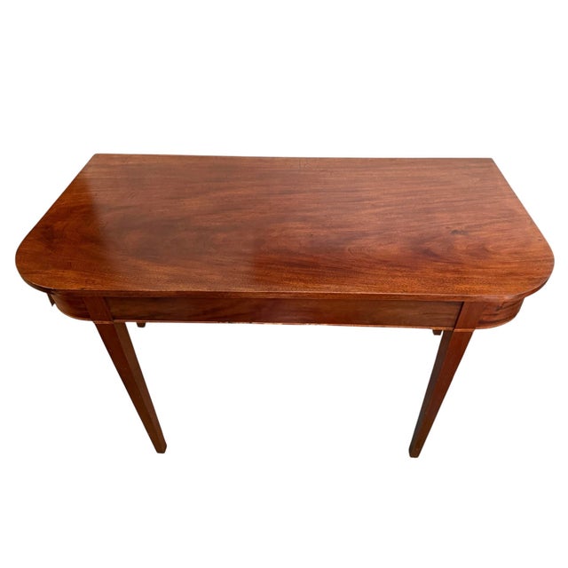 Early 19th Century Antique Large Demilune Tables Pair of Demi-Lune Antique Beautiful Solid Wood Accent Tables For Sale - Image 5 of 12