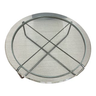 1990s Round Chrome and Thick Glass Coffee Table For Sale