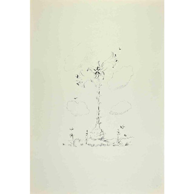 Lily is an artwork realized by Filippo De Pisis (1896, Ferrara - 1956, Milano) in 1968. Black and white lithograph. Good...