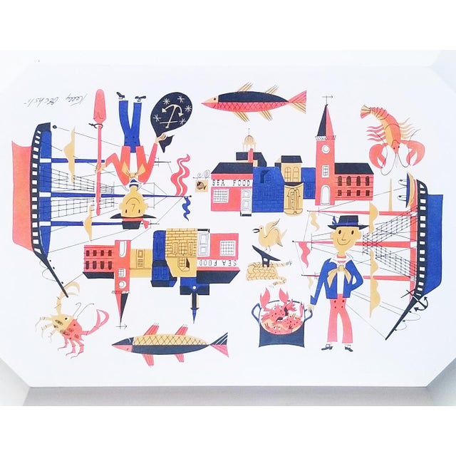 Mid-Century Modern Vintage MCM Kelly Oechsli Waverley Products "Seafood" Tray For Sale - Image 3 of 8