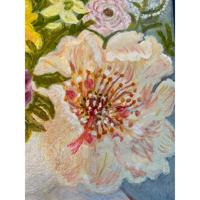 “Organic Floral” Impressionist Style Still Life Acrylic Painting For Sale - Image 4 of 7