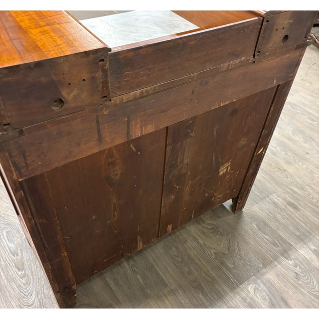 Antique Victorian Eastlake Burled Wood Marble Inlay Gentleman’s Dresser Commode For Sale - Image 11 of 11