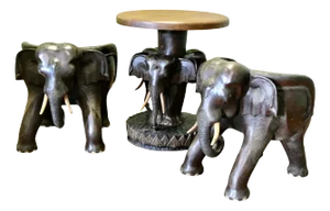 Elephant Chairs and Table, 1960s, Set of 3