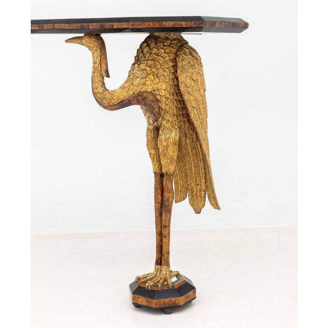 Empire Revival Pietra Dura Top Crane Motif Console Table For Sale - Image 9 of 11