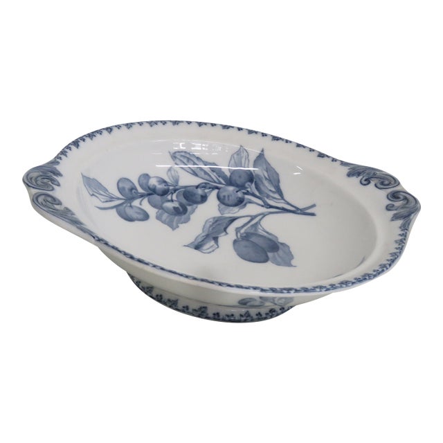 Prunes U and C Sarreguemines French Iron Stone Bowl With Handles Prunes 4627b For Sale