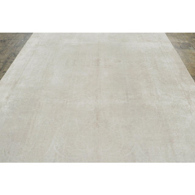 Vintage Distressed Textural Rug With Tonal Florals in Ivory Hues - Rug & Kilim For Sale In New York - Image 6 of 9