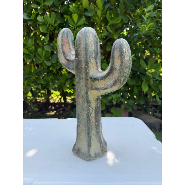 Vintage Sculptural Ceramic Cactus Sculpture in Mottled Desert Glaze, 15.5” For Sale - Image 4 of 8