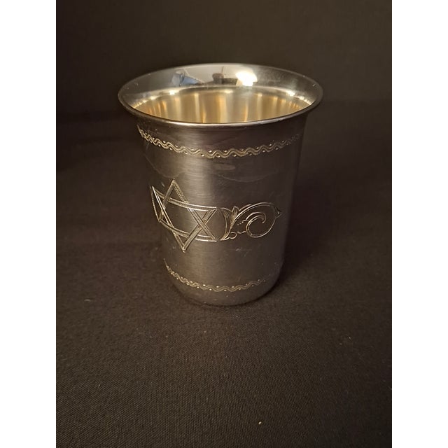 Vintage Sterling Silver Kiddush Cup Star of David Engraved Judaica Tumbler For Sale - Image 9 of 18