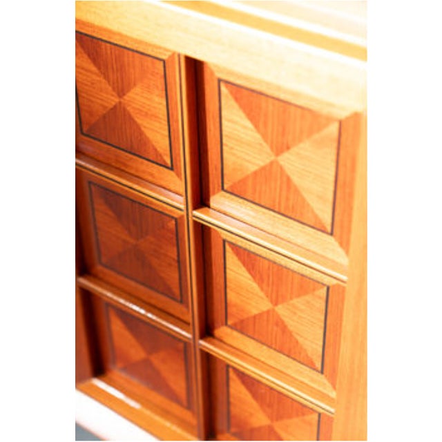 Modular Corner Cabinet in Cherrywood with Glass and Carved Doors with Fox Hunt Design, 1970s, Set of 4 For Sale - Image 4 of 12