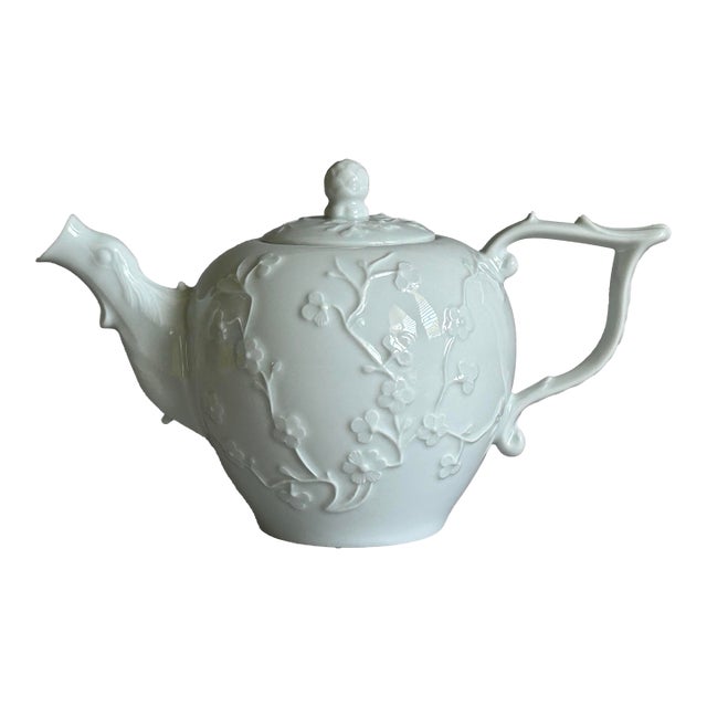 Vintage Mma Blanc De Chine Teapot Portugal Hard Paste Porcelain Cherry Blossom For Sale